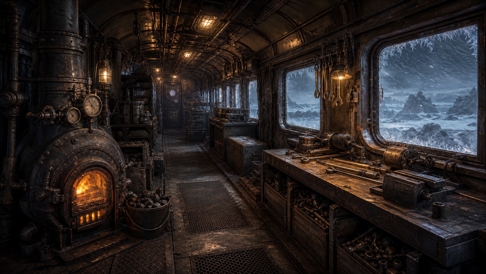 A survival workshop inside an armored train
